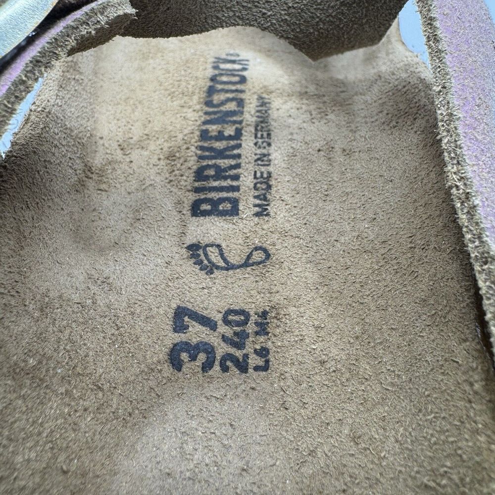 New Birkenstock Gizeh Sandals Washed Metallic Pink Leather Size US 6 Regular Fit - Picture 7 of 8